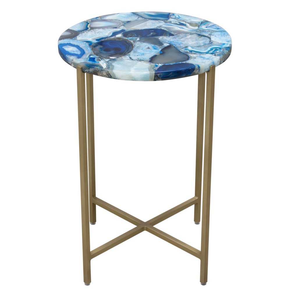 Mika Round Accent Table w/ Blue Agate Top w/ Brass Base by Diamond Sofa Mika Round Accent Table w/ Blue Agate Top w/ Brass Base by Diamond Sofa