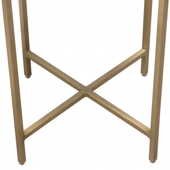 Mika Round Accent Table w/ Blue Agate Top w/ Brass Base by Diamond Sofa