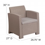 Light Gray Faux Rattan Chair with All-Weather Light Gray Cushion