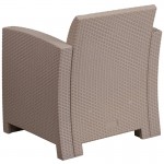 Light Gray Faux Rattan Chair with All-Weather Light Gray Cushion