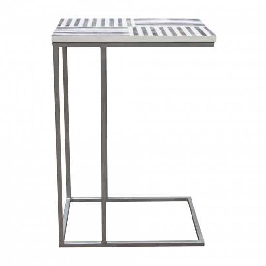 Mosaic Accent Table w/ Bone Inlay in Linear Pattern & Iron Base by Diamond Sofa