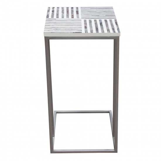 Mosaic Accent Table w/ Bone Inlay in Linear Pattern & Iron Base by Diamond Sofa