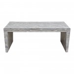 Mosaic Cocktail Table w/ Bone Inlay in Linear Pattern by Diamond Sofa