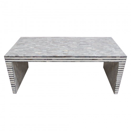 Mosaic Cocktail Table w/ Bone Inlay in Linear Pattern by Diamond Sofa