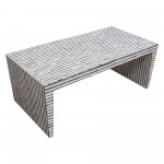 Mosaic Cocktail Table w/ Bone Inlay in Linear Pattern by Diamond Sofa