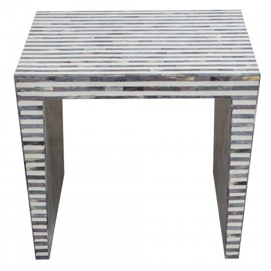 Mosaic End Table w/ Bone Inlay in Linear Pattern by Diamond Sofa