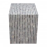 Mosaic End Table w/ Bone Inlay in Linear Pattern by Diamond Sofa