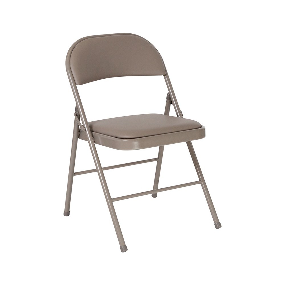 Double Braced Gray Vinyl Folding Chair