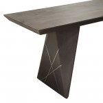 Motion Solid Mango Wood Dining/Accent Bench in Smoke Grey Finish w/ Silver Metal Inlay by Diamond Sofa