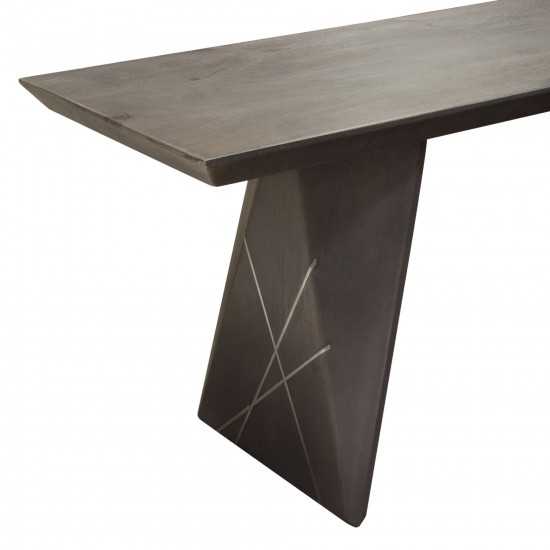 Motion Solid Mango Wood Dining/Accent Bench in Smoke Grey Finish w/ Silver Metal Inlay by Diamond Sofa