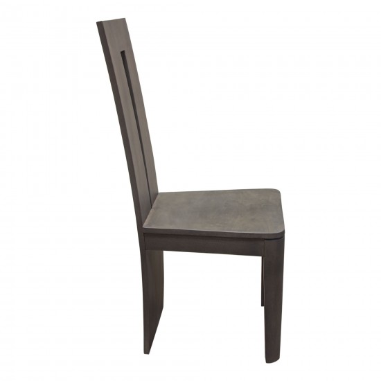 Motion 2-Pack Solid Mango Wood Dining Chair in Smoke Grey Finish w/ Silver Metal Inlay by Diamond Sofa