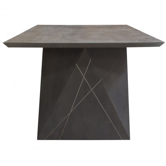 Motion Solid Mango Wood Dining Table in Smoke Grey Finish w/ Silver Metal Inlay by Diamond Sofa