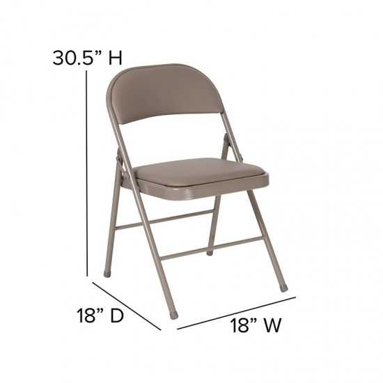 Double Braced Gray Vinyl Folding Chair