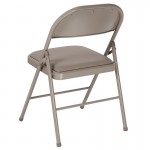 Double Braced Gray Vinyl Folding Chair