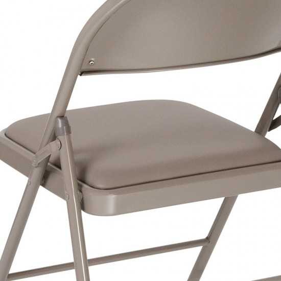 Double Braced Gray Vinyl Folding Chair