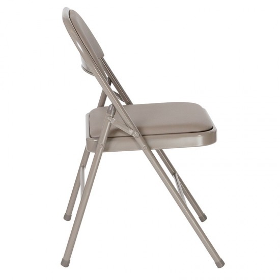 Double Braced Gray Vinyl Folding Chair