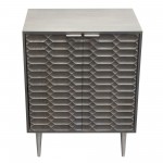 Petra Solid Mango Wood 2-Door High Cabinet in Smoke Grey Finish w/ Nickel Legs by Diamond Sofa