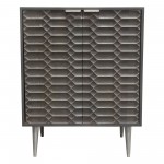 Petra Solid Mango Wood 2-Door High Cabinet in Smoke Grey Finish w/ Nickel Legs by Diamond Sofa