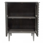 Petra Solid Mango Wood 2-Door High Cabinet in Smoke Grey Finish w/ Nickel Legs by Diamond Sofa