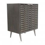 Petra Solid Mango Wood 2-Door High Cabinet in Smoke Grey Finish w/ Nickel Legs by Diamond Sofa
