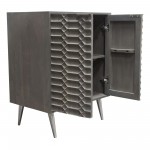 Petra Solid Mango Wood 2-Door High Cabinet in Smoke Grey Finish w/ Nickel Legs by Diamond Sofa