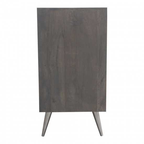 Petra Solid Mango Wood 2-Door High Cabinet in Smoke Grey Finish w/ Nickel Legs by Diamond Sofa