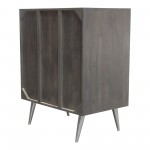 Petra Solid Mango Wood 2-Door High Cabinet in Smoke Grey Finish w/ Nickel Legs by Diamond Sofa