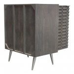 Petra Solid Mango Wood 2-Door High Cabinet in Smoke Grey Finish w/ Nickel Legs by Diamond Sofa