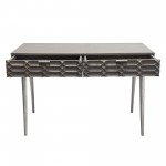 Petra Solid Mango Wood 2-Drawer Writing Desk in Smoke Grey Finish w/ Nickel Legs by Diamond Sofa