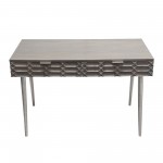 Petra Solid Mango Wood 2-Drawer Writing Desk in Smoke Grey Finish w/ Nickel Legs by Diamond Sofa