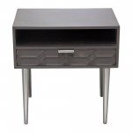 Petra Solid Mango Wood 1-Drawer Accent Table in Smoke Grey Finish w/ Nickel Legs by Diamond Sofa