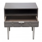 Petra Solid Mango Wood 1-Drawer Accent Table in Smoke Grey Finish w/ Nickel Legs by Diamond Sofa