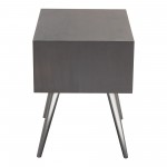 Petra Solid Mango Wood 1-Drawer Accent Table in Smoke Grey Finish w/ Nickel Legs by Diamond Sofa