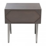 Petra Solid Mango Wood 1-Drawer Accent Table in Smoke Grey Finish w/ Nickel Legs by Diamond Sofa