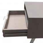 Petra Solid Mango Wood 1-Drawer Accent Table in Smoke Grey Finish w/ Nickel Legs by Diamond Sofa