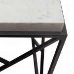 Plymouth Square Accent Table w/ Genuine Grey Marble Top & Black Metal Base by Diamond Sofa