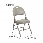 Ultra-Premium Triple Braced Gray Vinyl Metal Folding Chair with Easy-Carry Handle