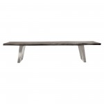 Titan Solid Acacia Wood Accent Bench in Espresso Finish w/ Silver Metal Inlay & Base by Diamond Sofa