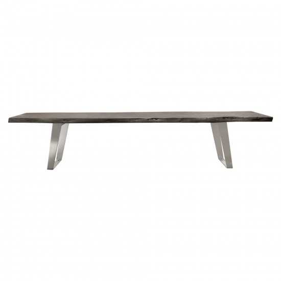 Titan Solid Acacia Wood Accent Bench in Espresso Finish w/ Silver Metal Inlay & Base by Diamond Sofa