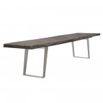 Titan Solid Acacia Wood Accent Bench in Espresso Finish w/ Silver Metal Inlay & Base by Diamond Sofa