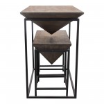 Venue 3PC Counter Table w/ (2) Stools w/ Solid Mango Top in Walnut Grey Finish & Black Iron Base by Diamond Sofa