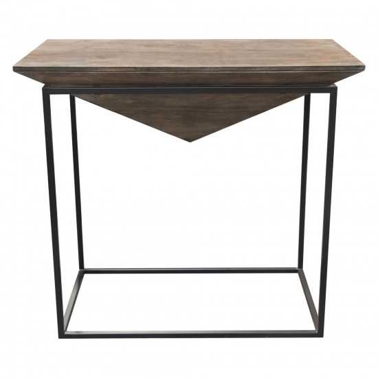 Venue 3PC Counter Table w/ (2) Stools w/ Solid Mango Top in Walnut Grey Finish & Black Iron Base by Diamond Sofa