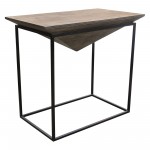 Venue 3PC Counter Table w/ (2) Stools w/ Solid Mango Top in Walnut Grey Finish & Black Iron Base by Diamond Sofa