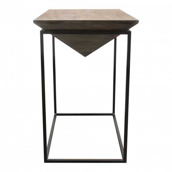 Venue 3PC Counter Table w/ (2) Stools w/ Solid Mango Top in Walnut Grey Finish & Black Iron Base by Diamond Sofa