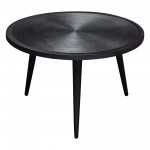 Vortex Round Cocktail Table in Solid Mango Wood Top in Black Finish & Iron Legs by Diamond Sofa