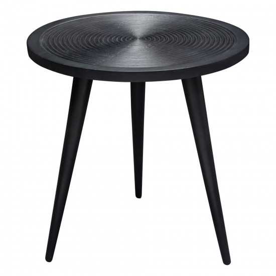 Vortex Round End Table in Solid Mango Wood Top in Black Finish & Iron Legs by Diamond Sofa