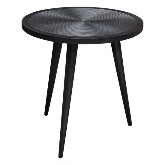 Vortex Round End Table in Solid Mango Wood Top in Black Finish & Iron Legs by Diamond Sofa