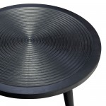 Vortex Round End Table in Solid Mango Wood Top in Black Finish & Iron Legs by Diamond Sofa