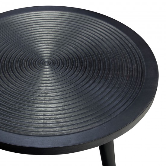 Vortex Round End Table in Solid Mango Wood Top in Black Finish & Iron Legs by Diamond Sofa