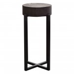 Alex Small 22" Accent Table with Solid Mango Wood Top in Espresso Finish w/ Silver Metal Inlay by Diamond Sofa